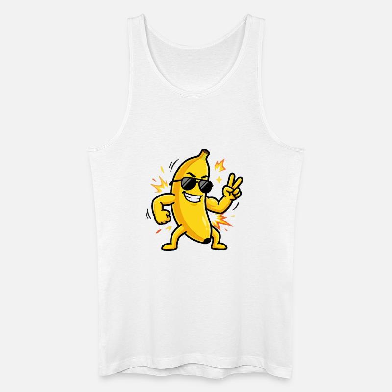 Banane mit Sonnenbrille - Männer Bio Tank Top - Weiß