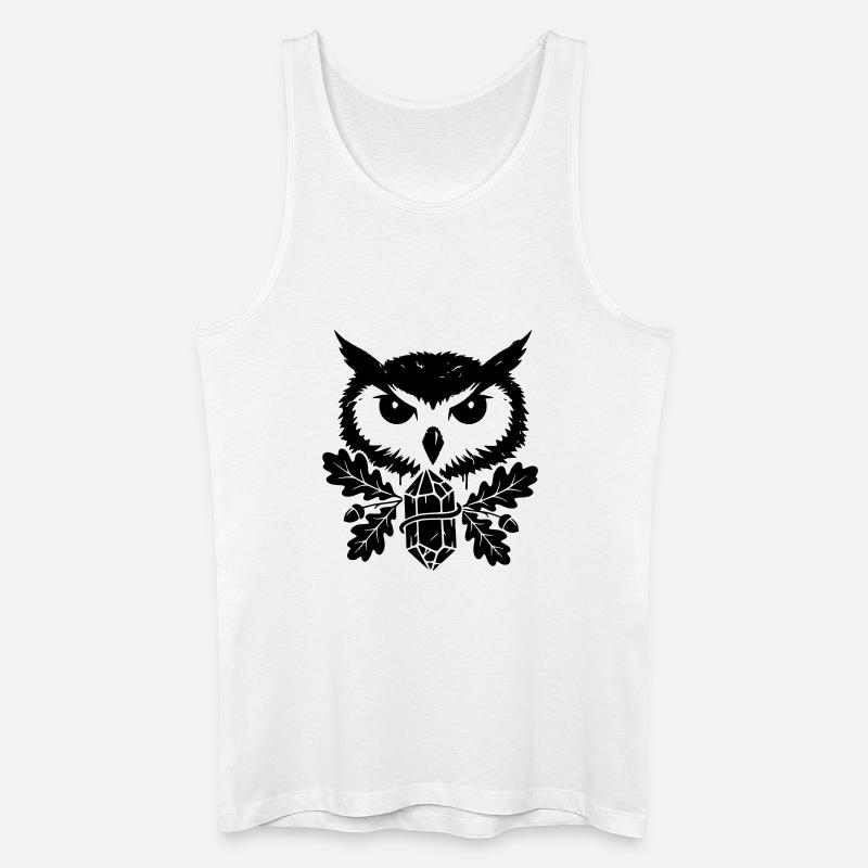 Fantasy Eule Kristall Tattoo - Männer Bio Tank Top - Weiß
