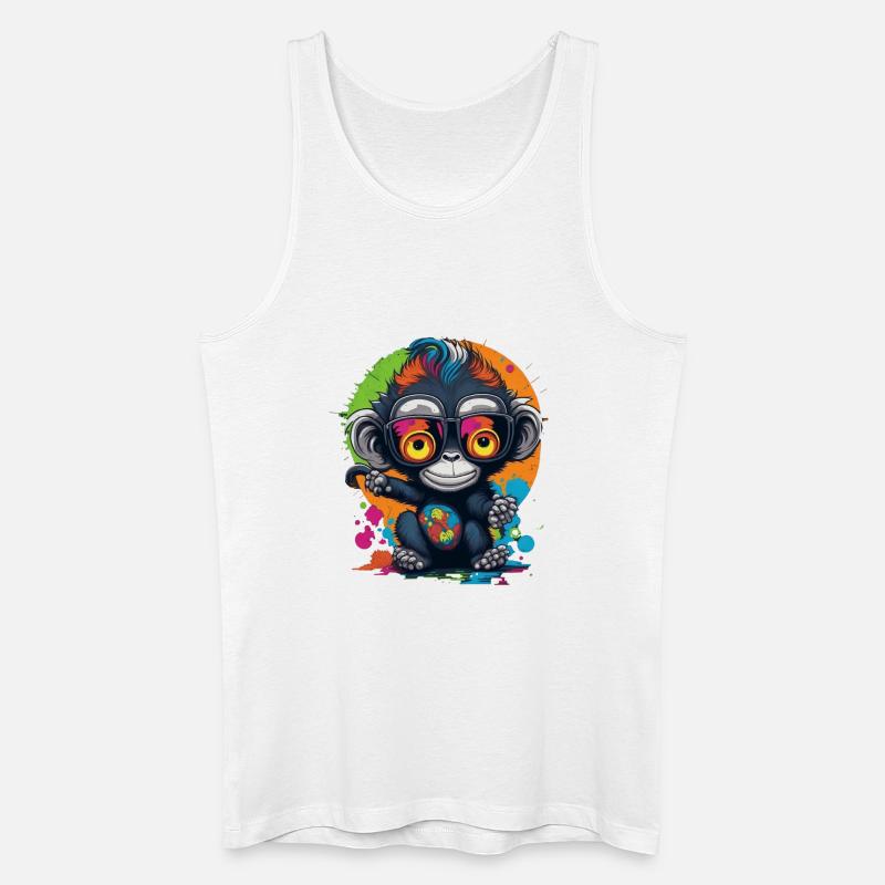 Neon Spectacled Monkey Splash - Monkey - Monkey - Men’s Organic Tank Top - white