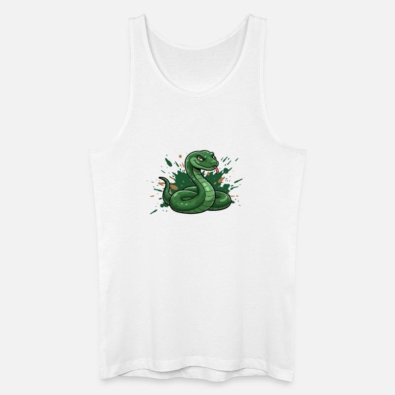 Grüne Comic-Schlange mit Spritz-Splash - Männer Bio Tank Top - Weiß