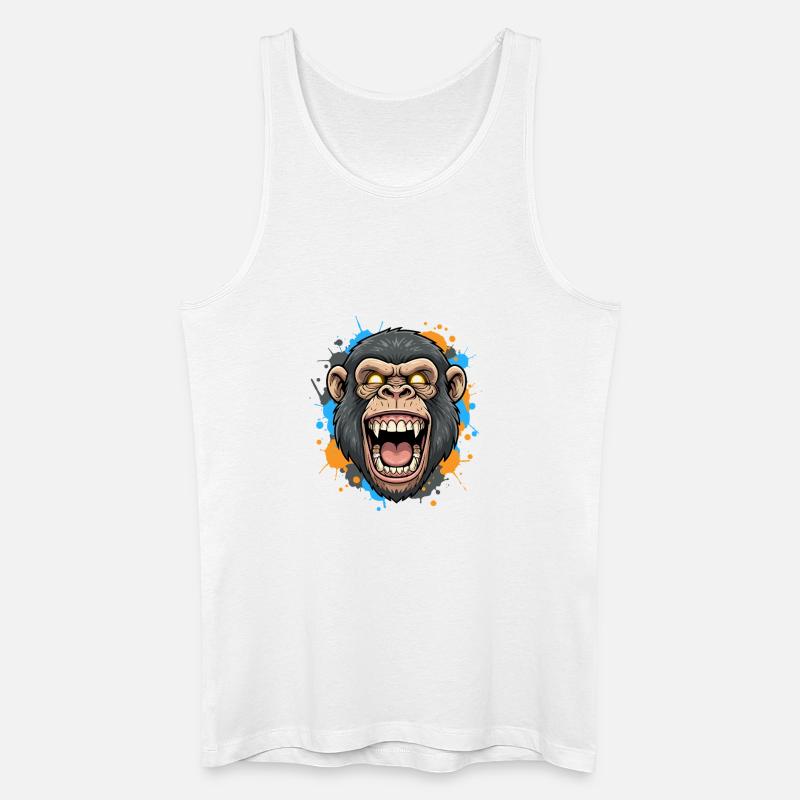 Schreiender Gorillakopf Splash - Männer Bio Tank Top - Weiß