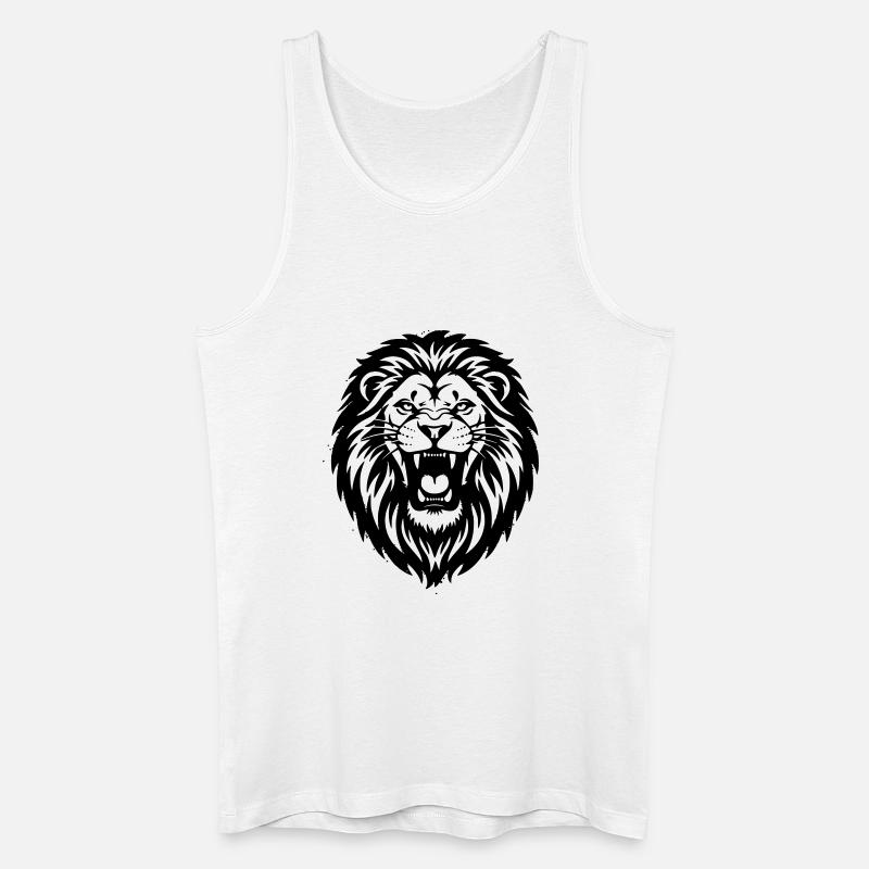 Löwe Kopf brüllend Silhouette - Männer Bio Tank Top - Weiß