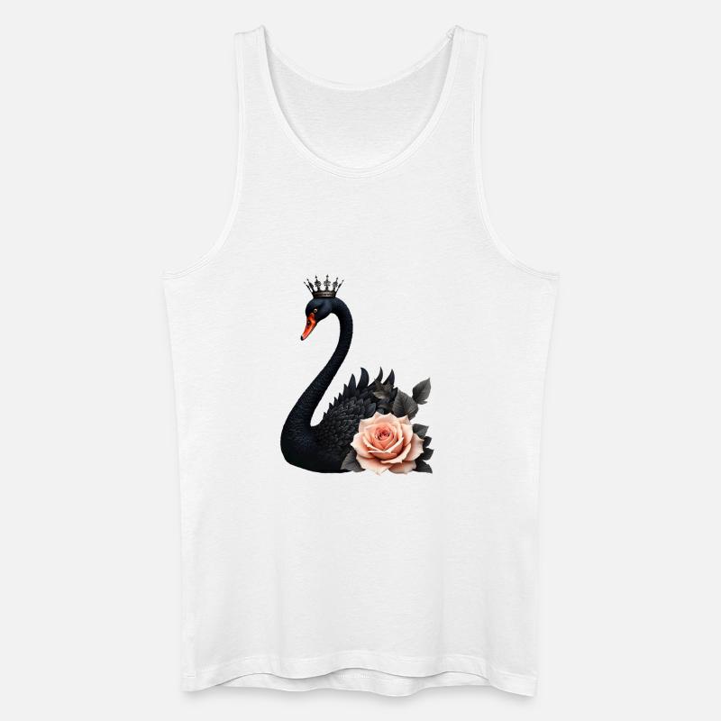 Schwarzer Schwan, gekrönt mit Rose - Männer Bio Tank Top - Weiß