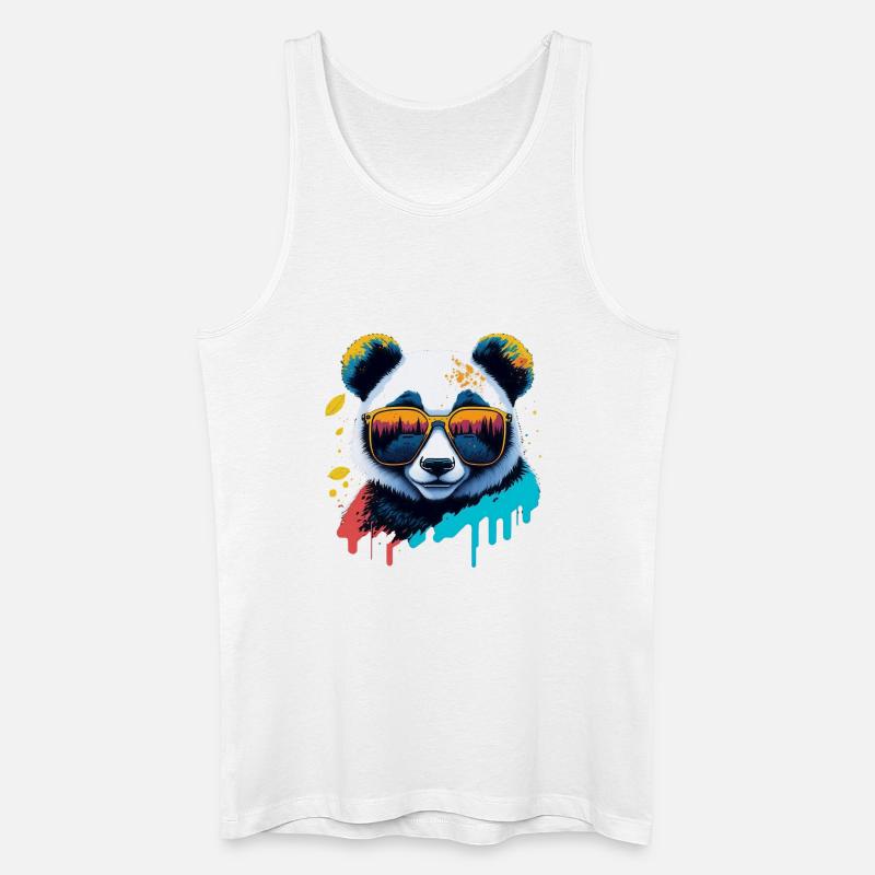 Panda Sonnenbrille Farbexplosion - Männer Bio Tank Top - Weiß