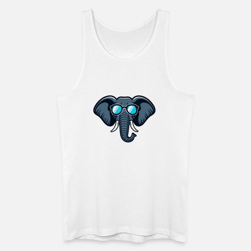 Elefanten-Retro-Brille - Männer Bio Tank Top - Weiß