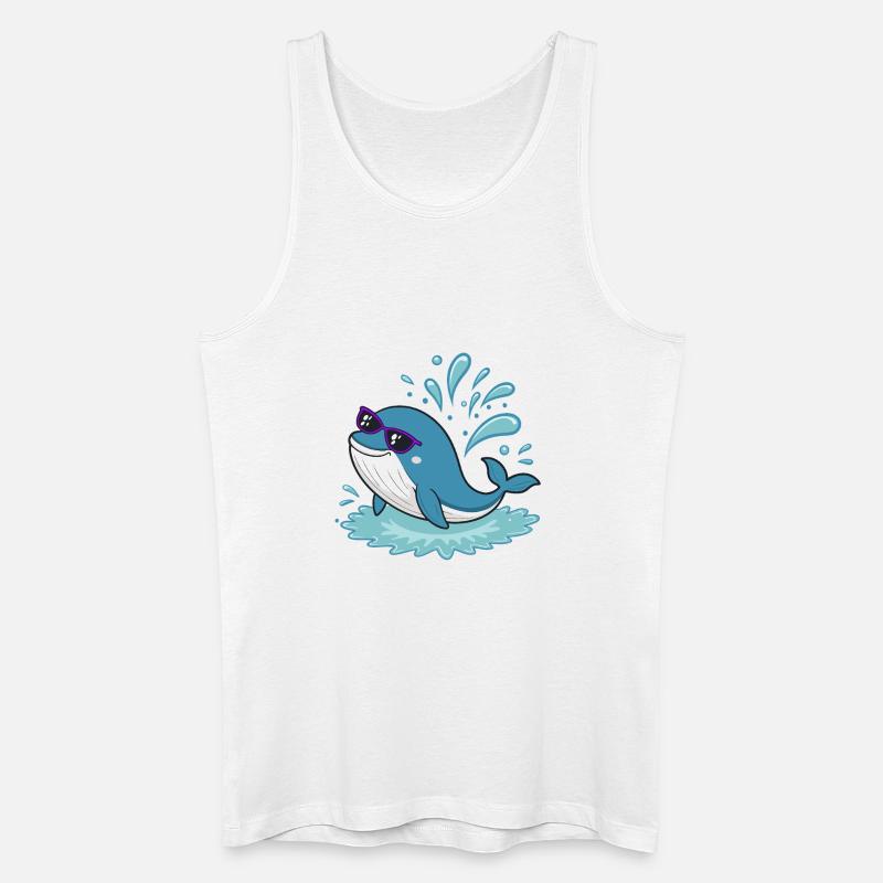Surferwal mit Sonnenbrille - Männer Bio Tank Top - Weiß