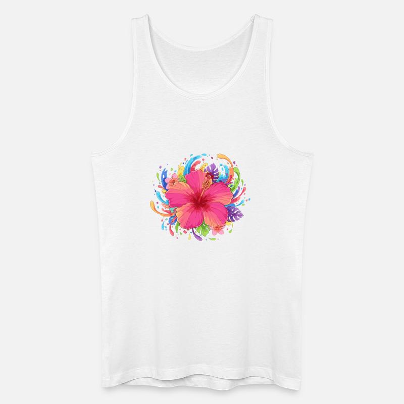 Hibiskusblüte Farbexplosion - Männer Bio Tank Top - Weiß