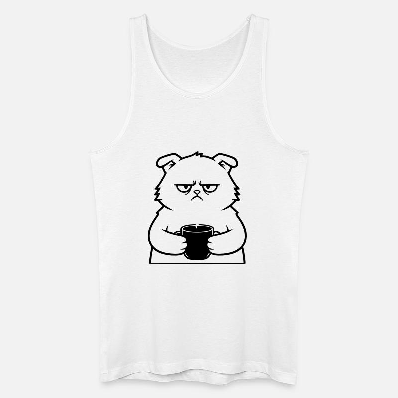 Böse Katze Kaffee Outline - Männer Bio Tank Top - Weiß