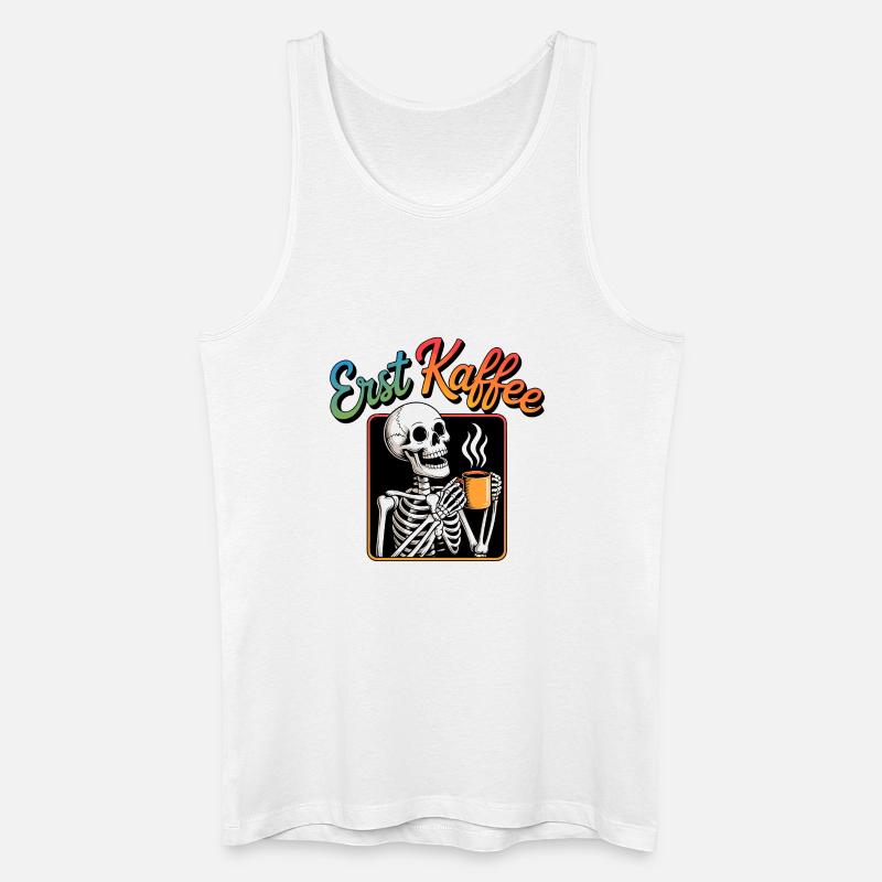 Erst Kaffee Skelett - Männer Bio Tank Top - Weiß