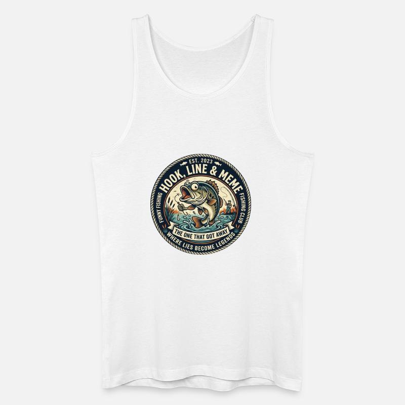 Line & Hook Legends Patch, lustiges Angeln - Männer Bio Tank Top - Weiß