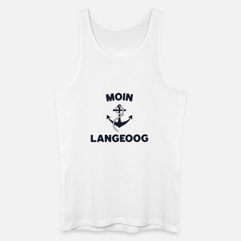 Moin Langeoog – Maritimes Anker-Design - Männer Bio Tank Top - Weiß