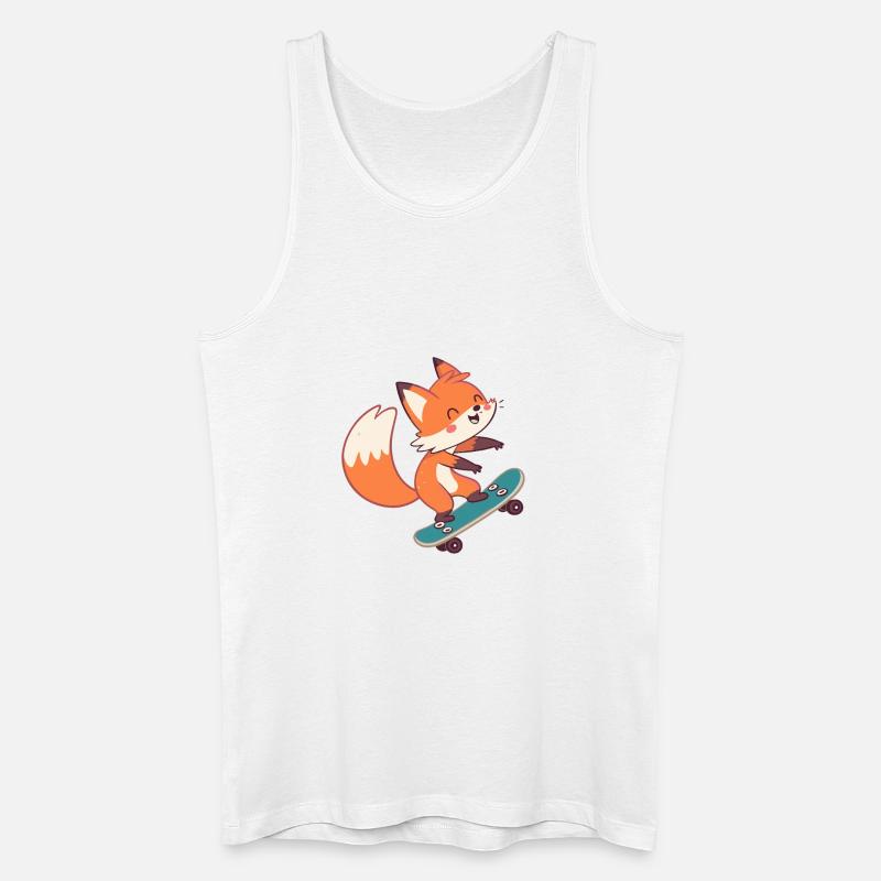Fuchs-Skateboarder auf Skateboard - Männer Bio Tank Top - Weiß