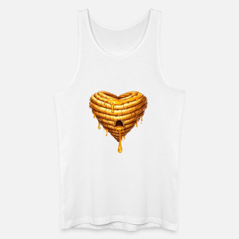 Hjertebikube med honningillustration - Økologisk tanktop til mænd - hvid