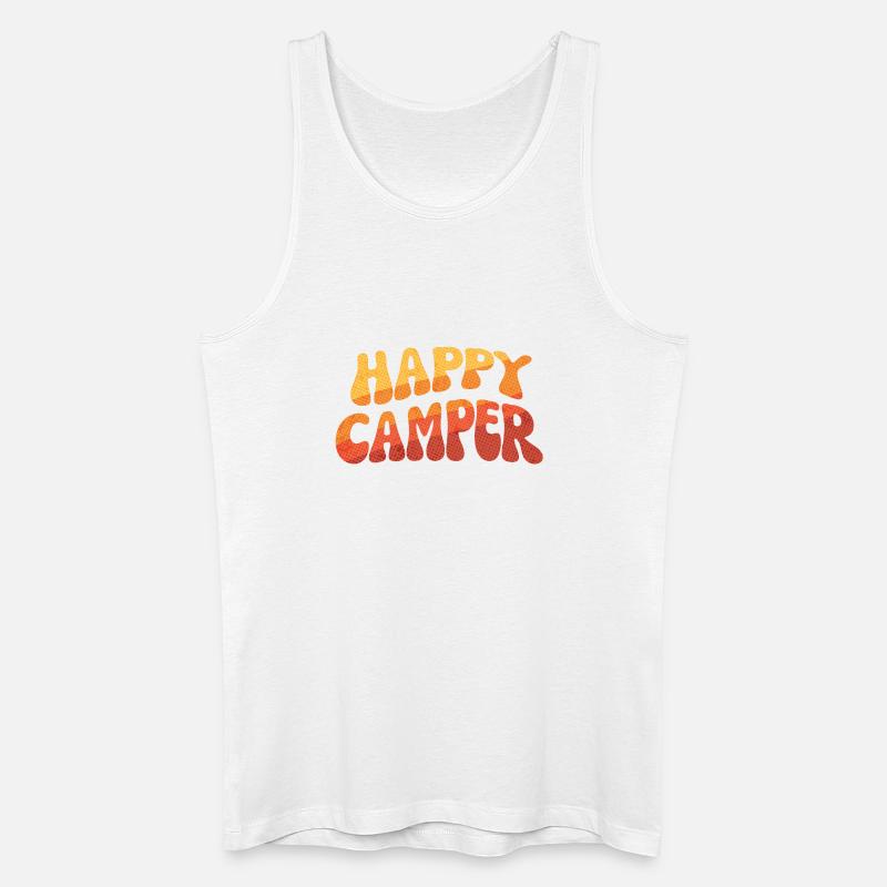Happy Camper Gradient Text - Männer Bio Tank Top - Weiß