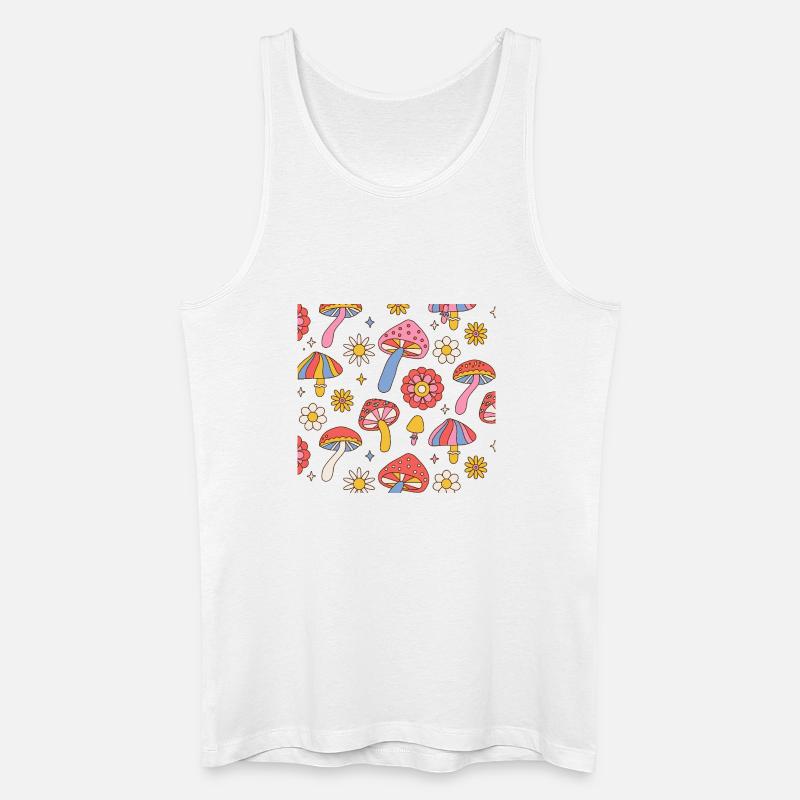 Retro Mushroom Flower Pattern 70s Design - Männer Bio Tank Top - Weiß