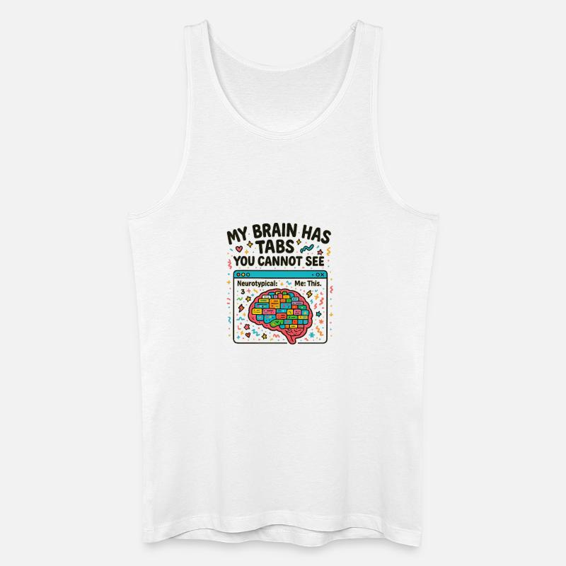 Buntes Gehirn mit versteckten Tabs - Männer Bio Tank Top - Weiß