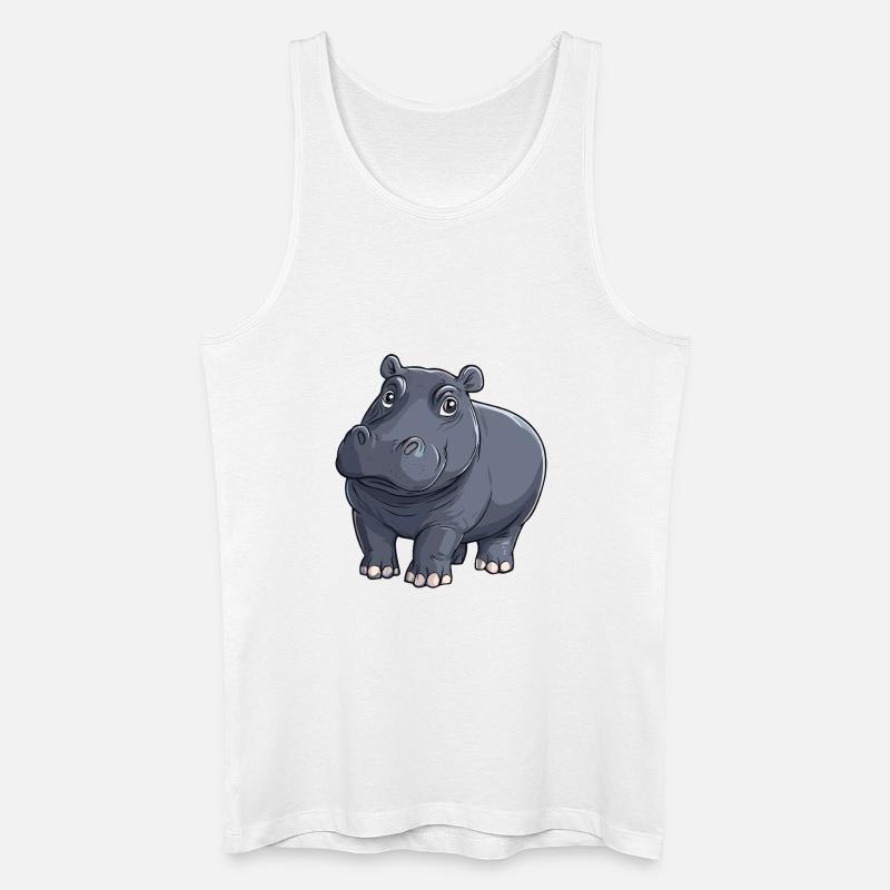 Hippo Nilpferd Illustration - Männer Bio Tank Top - Weiß