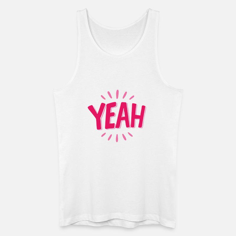 Yeah Pink Schriftzug mit Strahlen - Männer Bio Tank Top - Weiß