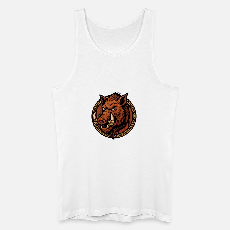 Wilder Eber Ring Tribal Stil - Männer Bio Tank Top - Weiß