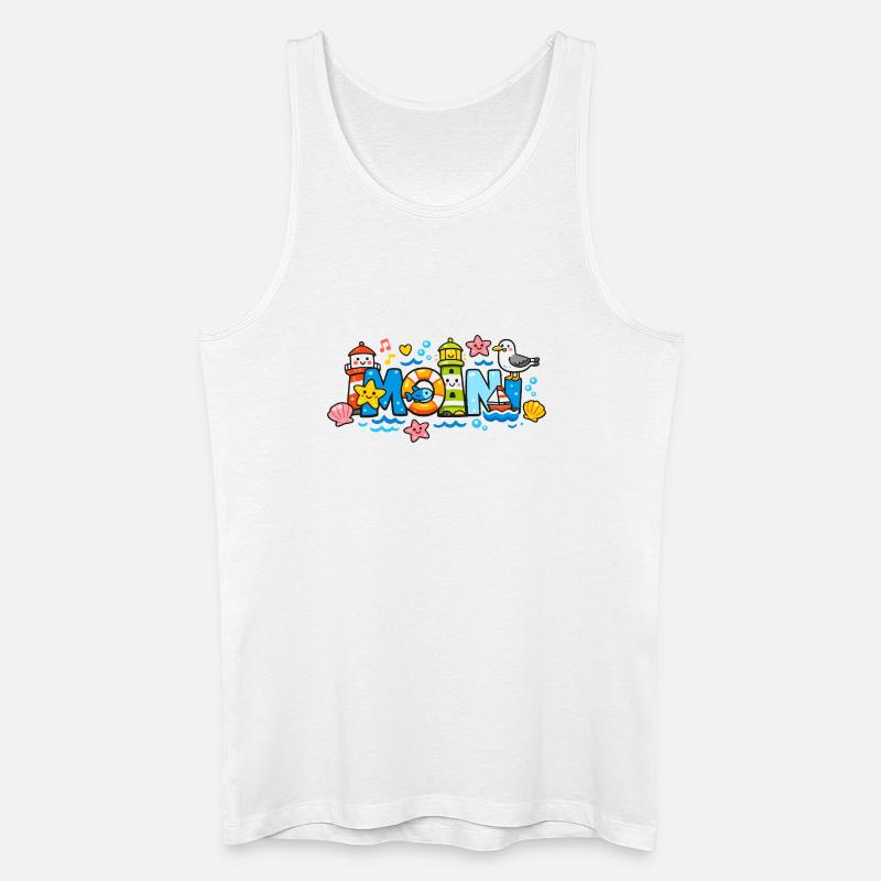 MOIN Möwe Leuchtturm Maritim Bunt - Männer Bio Tank Top - Weiß