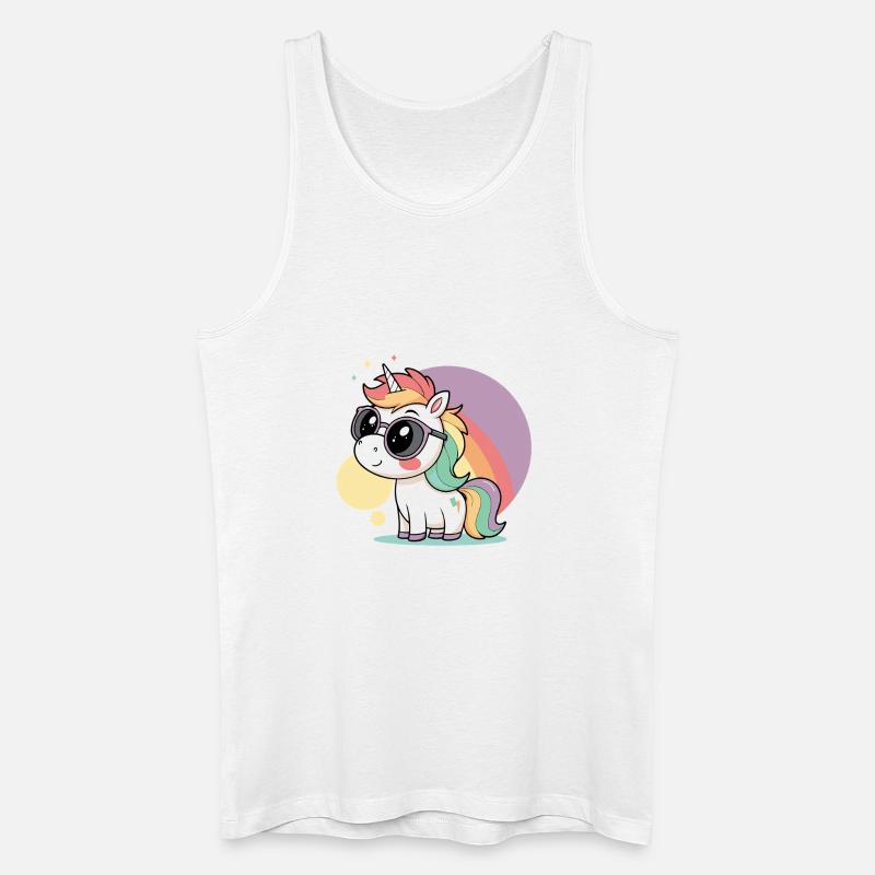 Pastell-Einhorn in Brille und Regenbogen - Männer Bio Tank Top - Weiß