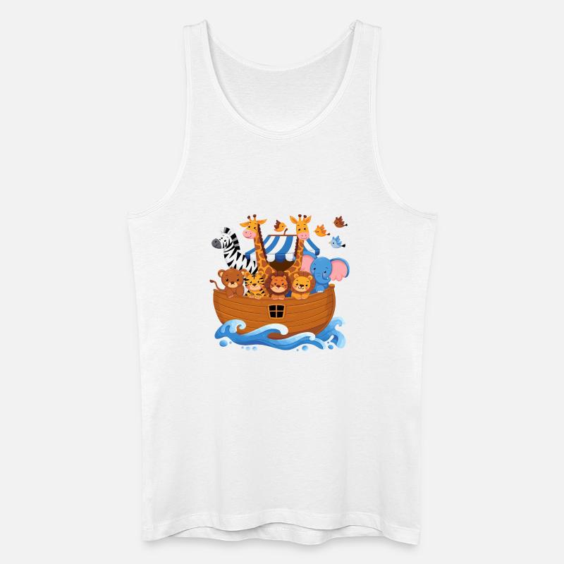 Noahs ark Dyr til børn Sød giraf elefant - Økologisk tanktop til mænd - hvid