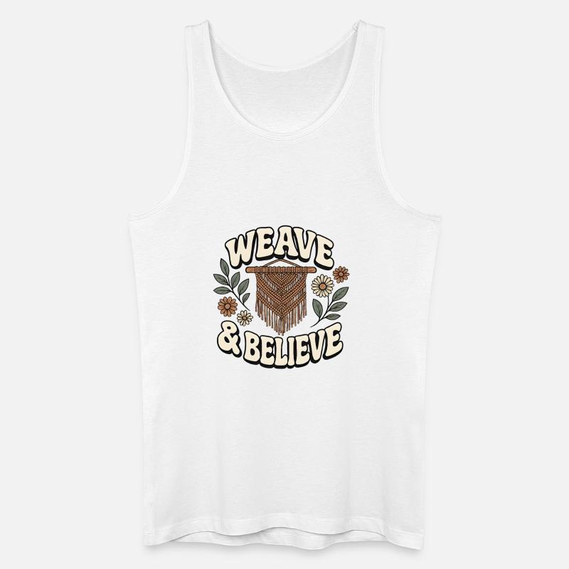 Weben & glauben | Makramee Boho - Männer Bio Tank Top - Weiß