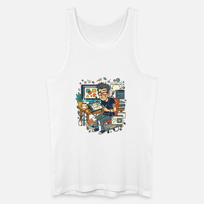 Graphic Designer Workflow Chaos - Männer Bio Tank Top - Weiß
