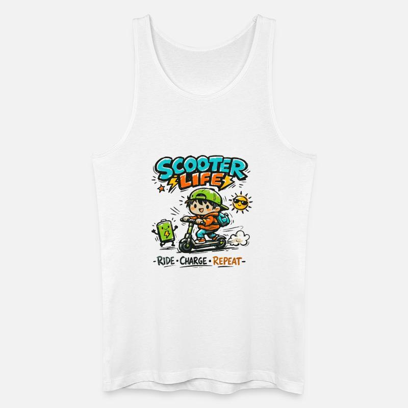 Scooter Life: Ride Charge Repeat - Männer Bio Tank Top - Weiß