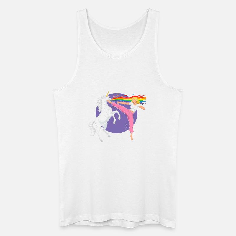 Kampfregenbogen: Einhorn vs Tänzerin - Männer Bio Tank Top - Weiß