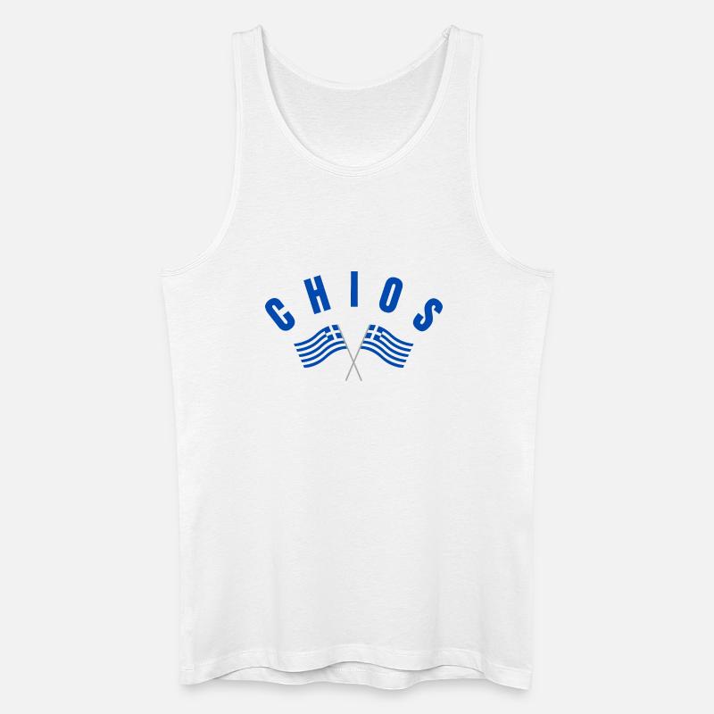 Chios-kreuzte griechische Flaggen - Männer Bio Tank Top - Weiß