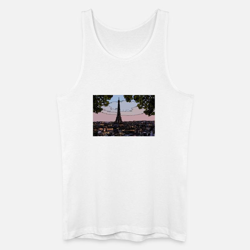 Paris Abendstimmung am Eiffelturm - Männer Bio Tank Top - Weiß