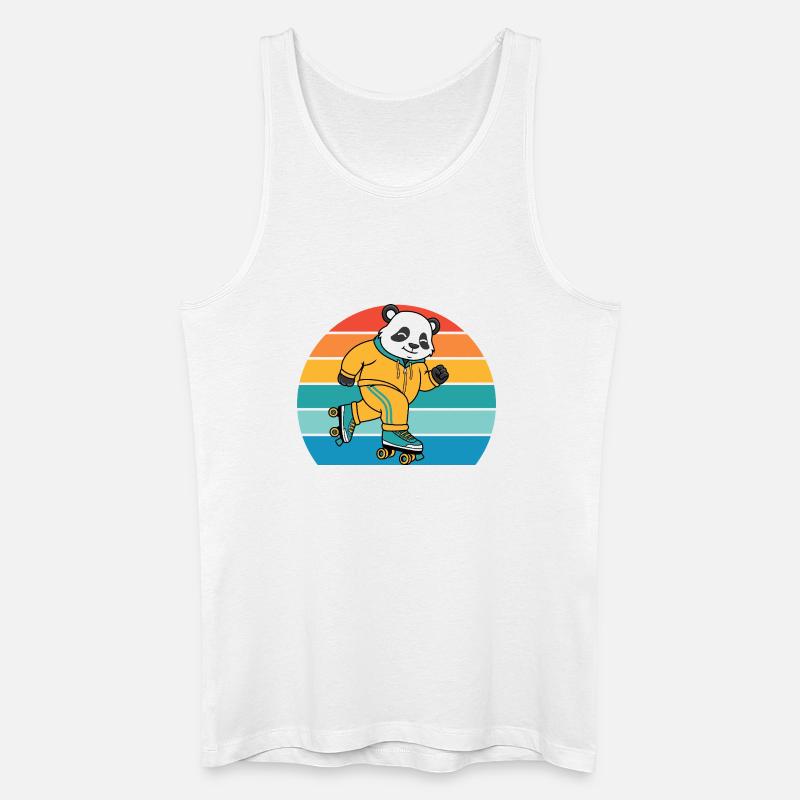 Retro-Panda auf Rollschuhen - Männer Bio Tank Top - Weiß