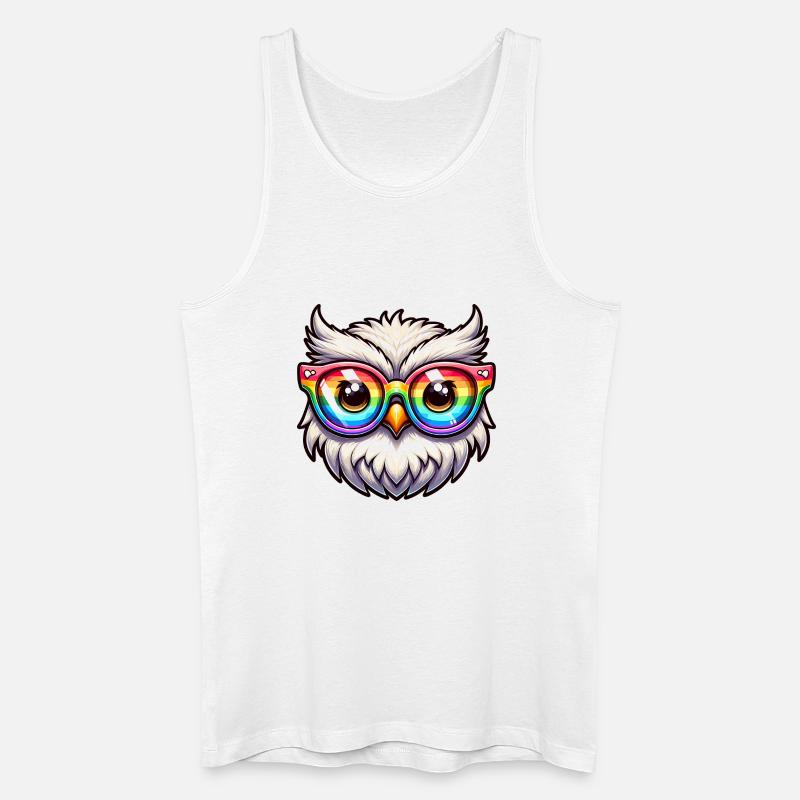 Regenbogen Eule Brille - Männer Bio Tank Top - Weiß