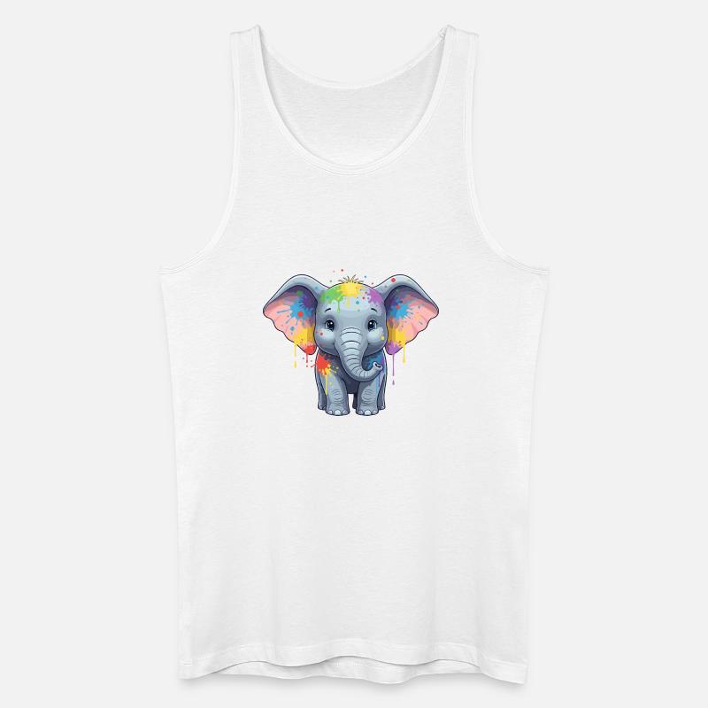Bunter Elefanten-Splash - Männer Bio Tank Top - Weiß