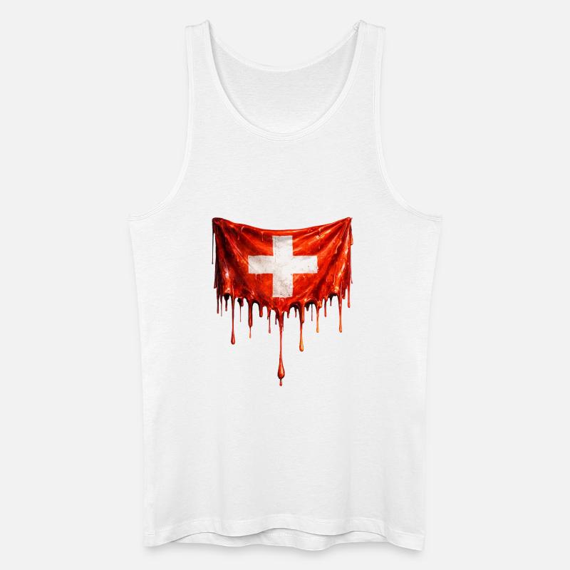 Abtropfende Schweizer Flagge - Männer Bio Tank Top - Weiß
