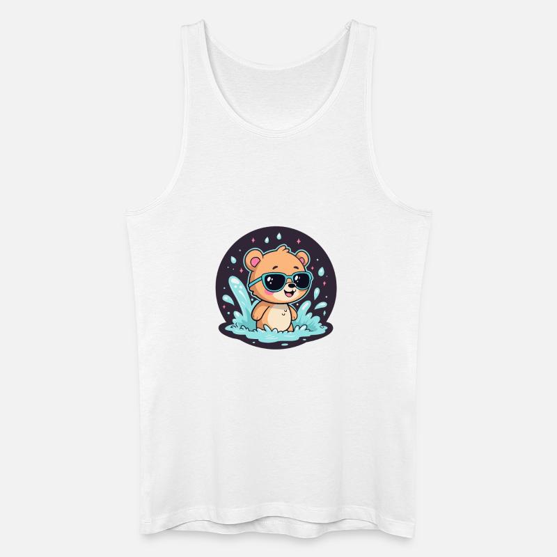Schicker Surferbär mit blauer Brille - Männer Bio Tank Top - Weiß