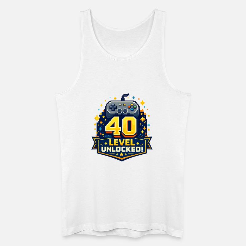 40 Level Freigeschaltet Retro Controller - Männer Bio Tank Top - Weiß