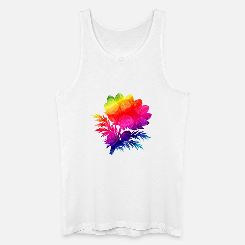Bunte Blumen Silhouette Regenbogen Design  - Männer Bio Tank Top - Weiß