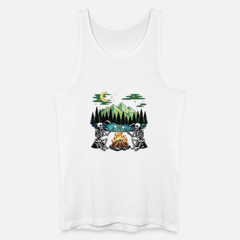 Skeleton Campfire Night Marshmallow Camping Camp - Männer Bio Tank Top - Weiß