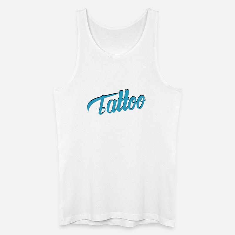 Tattoo Script in Teal - Männer Bio Tank Top - Weiß