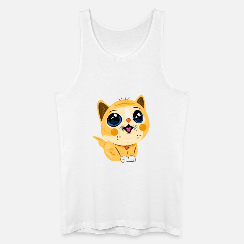 Lächelnde Kawaii-Katze - Männer Bio Tank Top - Weiß