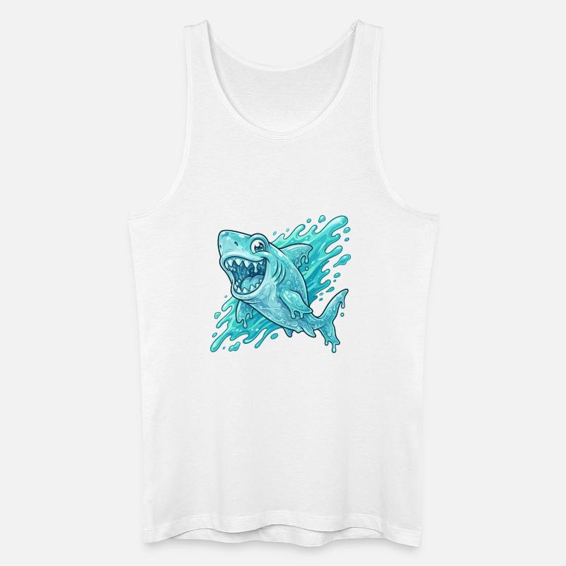 Blauer Hai Splash Abenteuer - Männer Bio Tank Top - Weiß