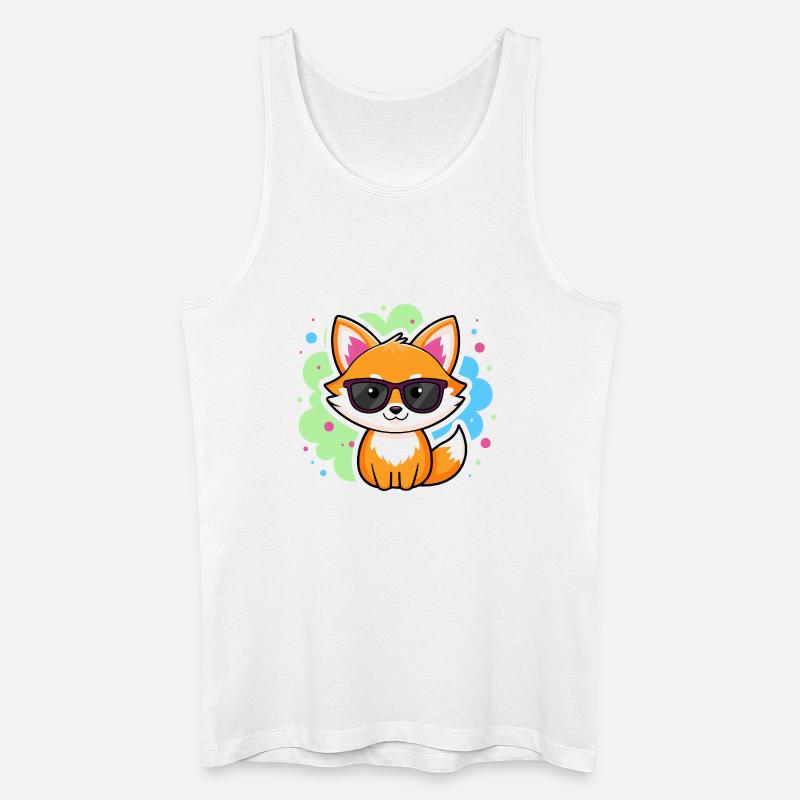 Fuchs-Pop-Brille - Männer Bio Tank Top - Weiß