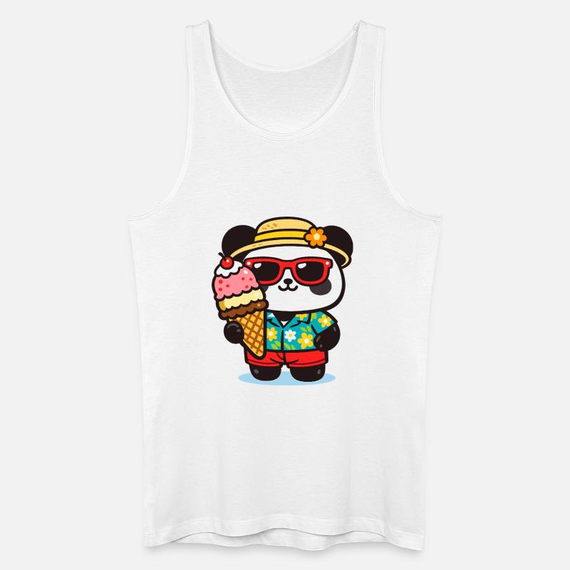 Panda Surf mit Eis - Männer Bio Tank Top - Weiß