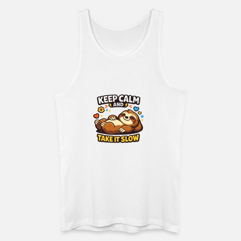 Faultier Ruhe Take It Slow - Männer Bio Tank Top - Weiß