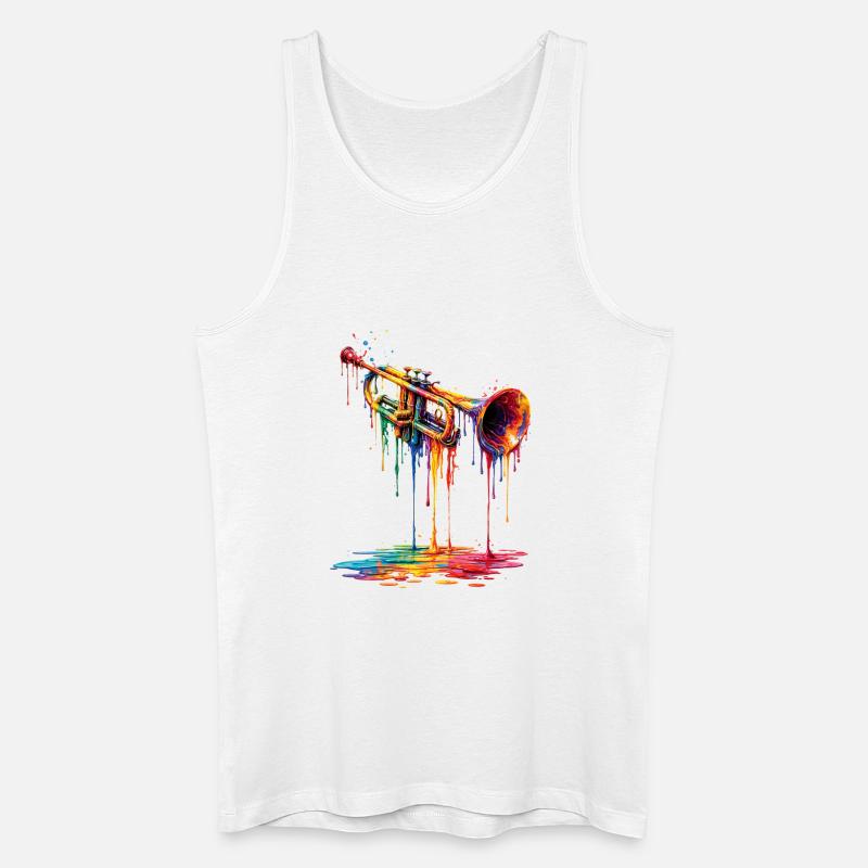 Trumpet with dripping paint - Men’s Organic Tank Top - white