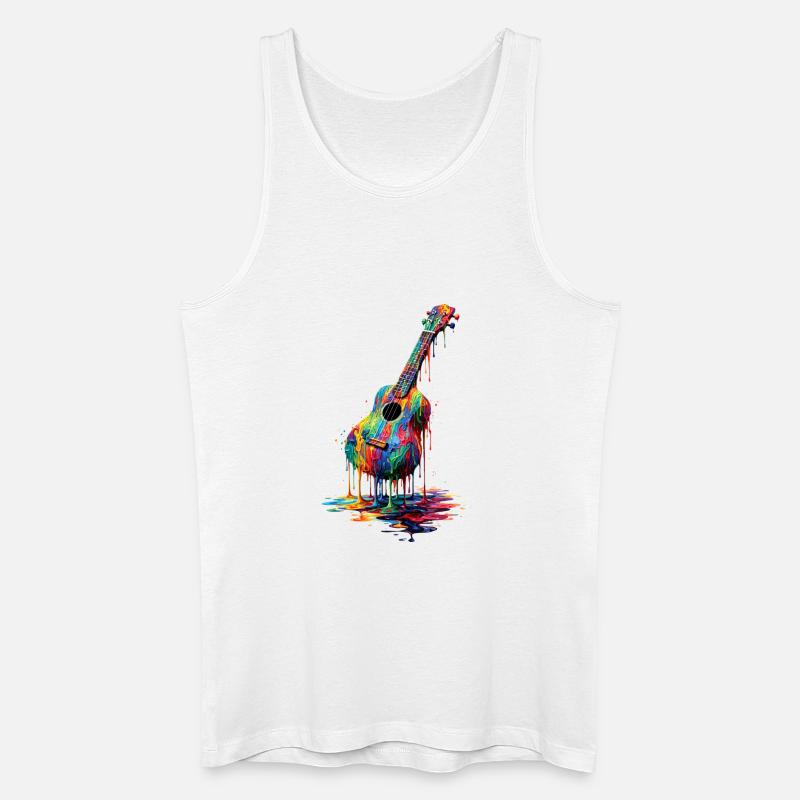 Ukulele with dripping paint - Men’s Organic Tank Top - white