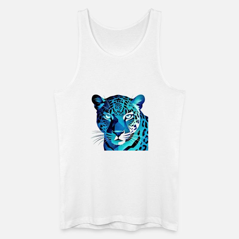 Fluorescerende geometrisk blå leopard - Økologisk tanktop til mænd - hvid
