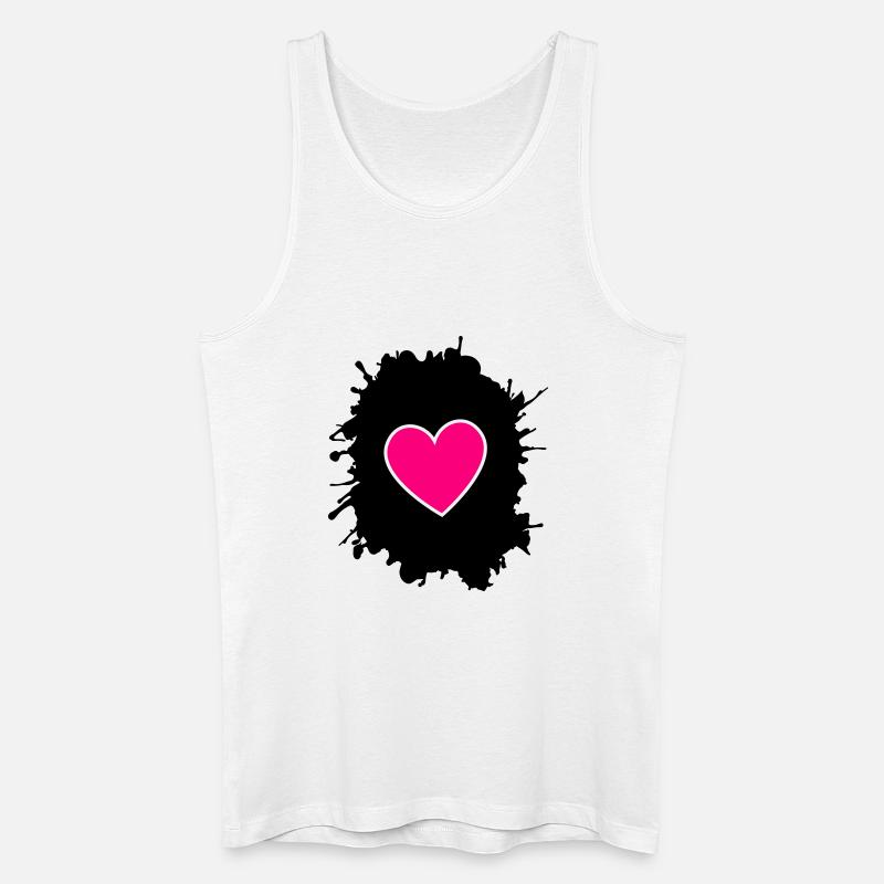 Magenta Herz auf Schwarz - Männer Bio Tank Top - Weiß